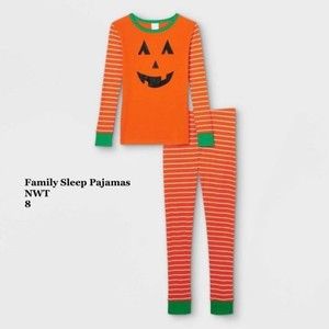 Family Sleep‎ Pajama Youth 2 Piece Halloween PJ Set Size 8 Orange Jack O'…